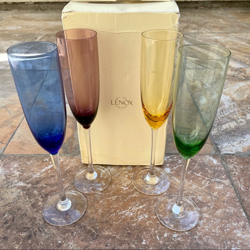 Lenox crystal color gems champagne flutes